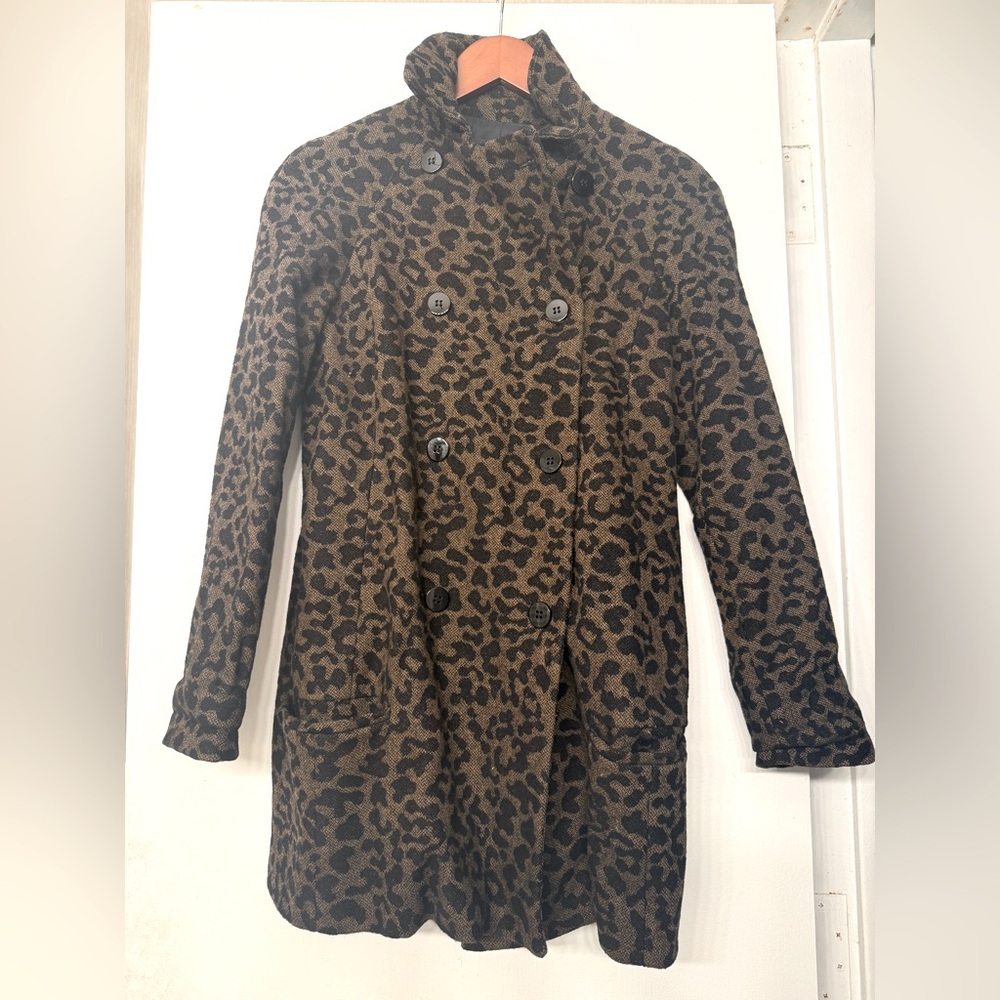 Zara Dark Green Leopard Peacoat